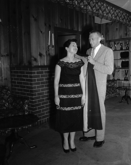Michael Beglan and Dennis Faucher, in formal wear, heading to a dance.