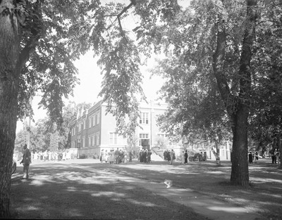 First commencement of newly named Lewis-Clark State College and view of the Administration Building.