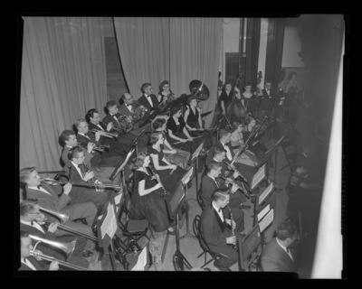 A birds eye view of a University of Idaho Orchestra concert.