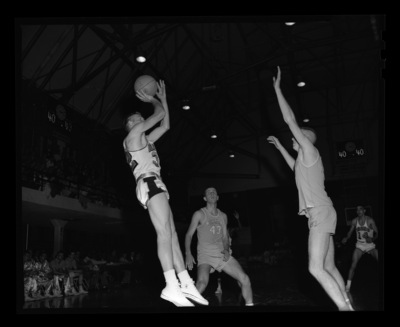 University of Idaho players try to make a basket at a University of Idaho vs. Montana State basketball game in Memorial Gym.