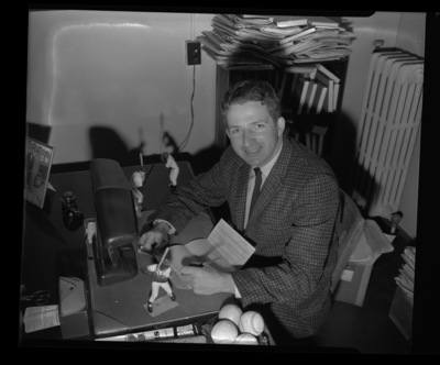 The University of Idaho Baseball team assisant coach Don Weiskopf at his desk.