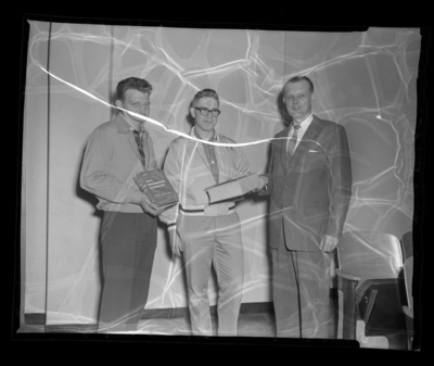 College of engineering Dean Alan S. Janssen with engineering award winners.