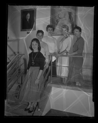Homecoming queen finalists. Back to front: Sharon Matheney, Charmaine Deitz, Pat Iverson, Ann Holden, and Tonia Peterson.
