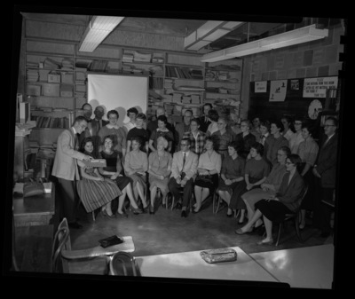 School of Music faculty and instructors gathered in a classroom in Liszt Hall.