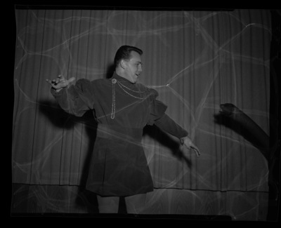 Douglas Brown poses in a rehearsal for The Magic Flute for the annual "Evening of Opera" workshop presented by the School of Music.