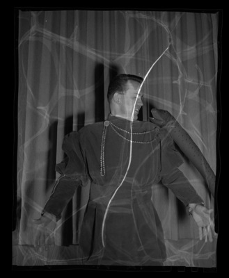 Douglas Brown poses in a rehearsal for The Magic Flute for the annual "Evening of Opera" workshop presented by the School of Music.