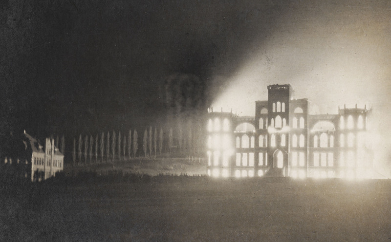 University of Idaho Administration Building on fire