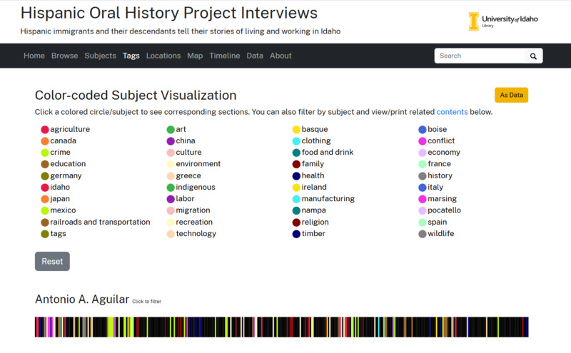 Color-coded Subject Visualization for Oral Histories