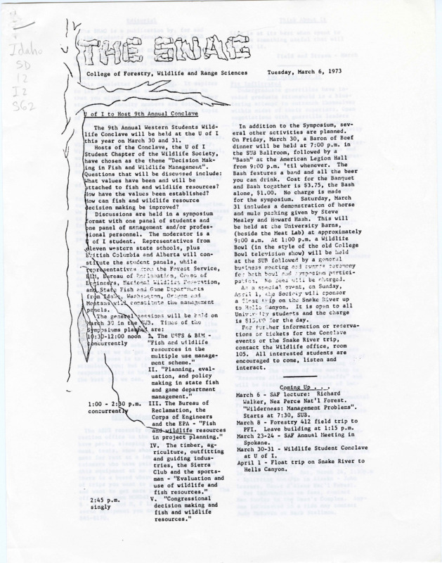 Cover of The Snag, March 3, 1973