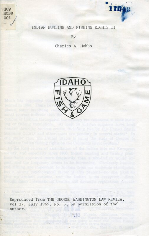 Indian Hunting and Fishing Rights II