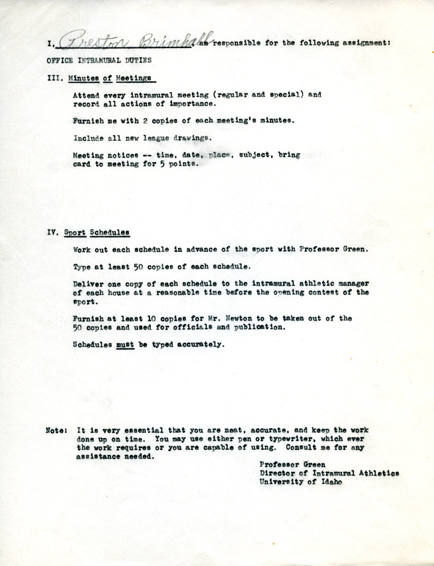 Intramaual Office Duties