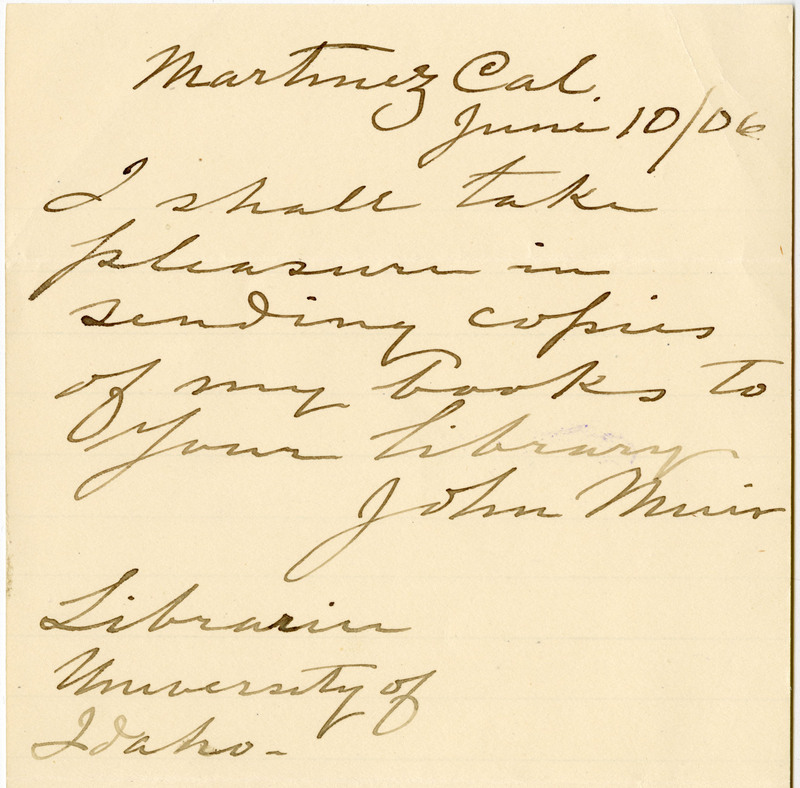 Letter to Belle Sweet from John Muir