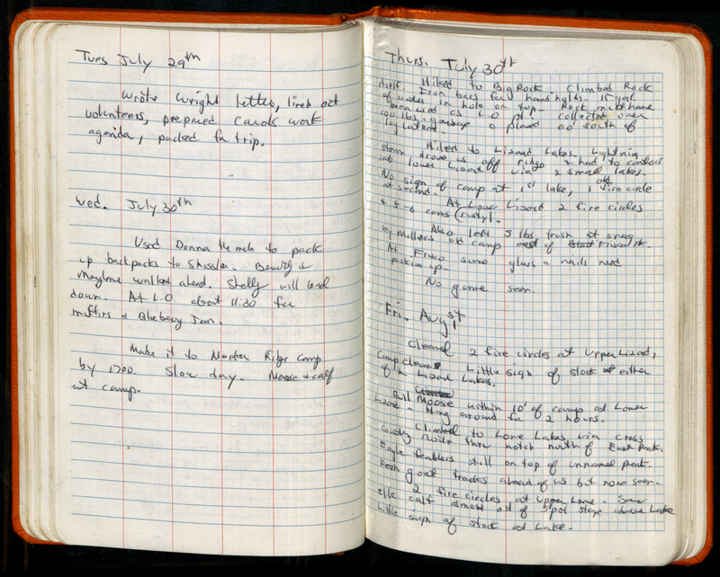 Pages from one of Kuhl's diaries