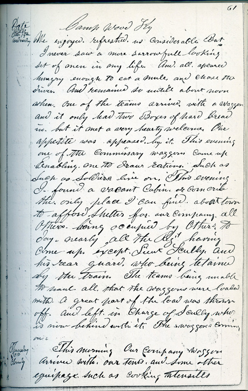 February 1862 entries from the diary of William Whiteman, US Army captain during the Civil War.