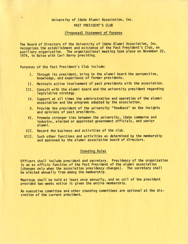 Past President's Club Statement of Purpose