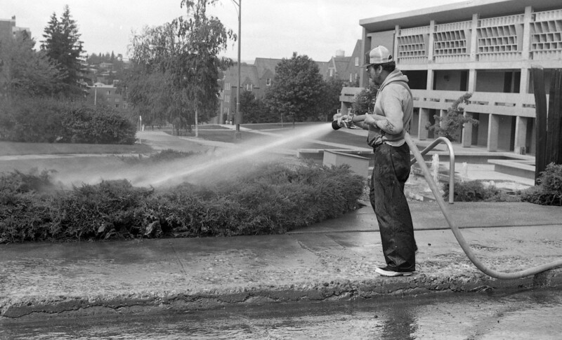 Fire department washing ash off of campus grounds [1]
