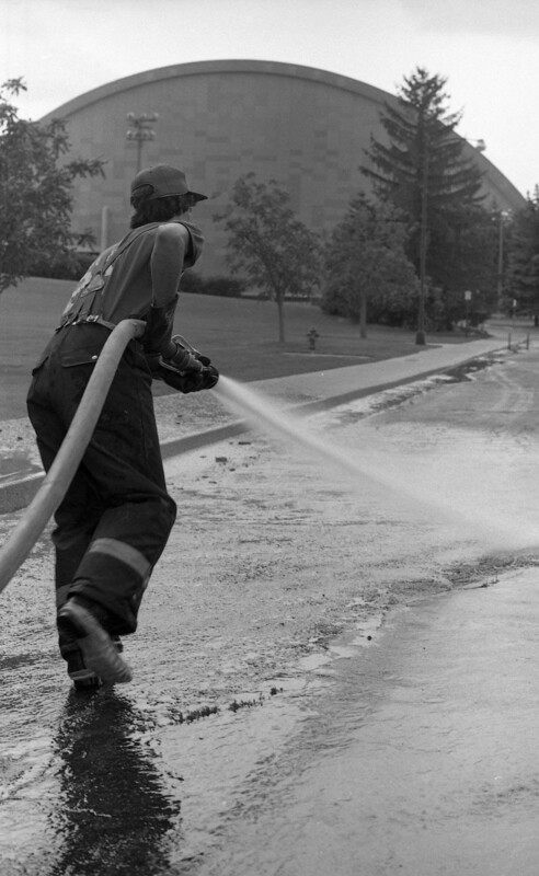 Fire department washing ash off of campus grounds [2]