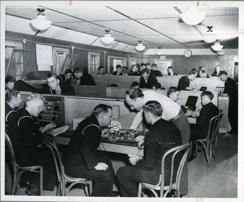 Radio shop, radio material laboratory, Naval Radio Training School, University of Idaho.