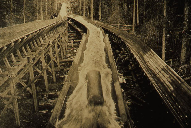 three-way flume at Benewah Creek in St. Joe National Forest, Idaho