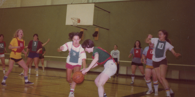 Playing basketball