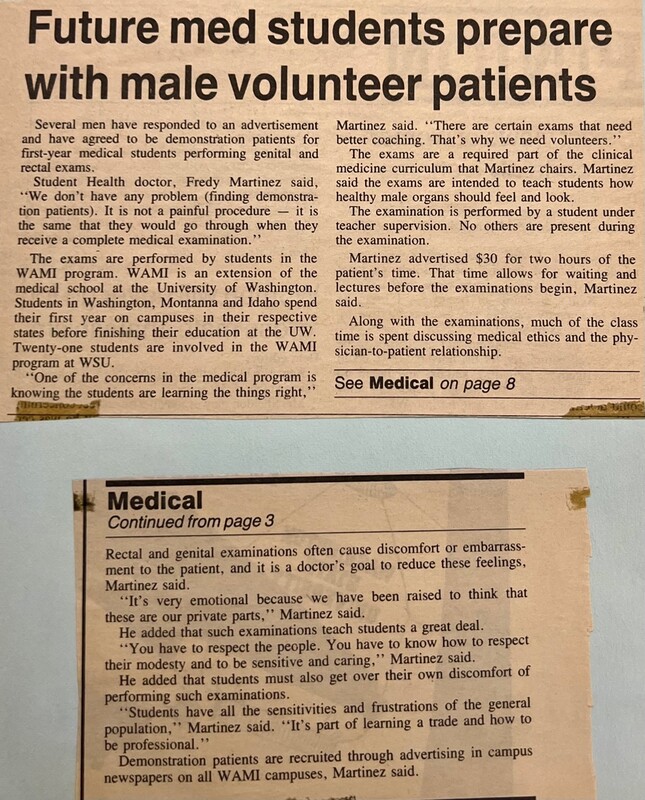 Future med students prepare with male volunteer patients