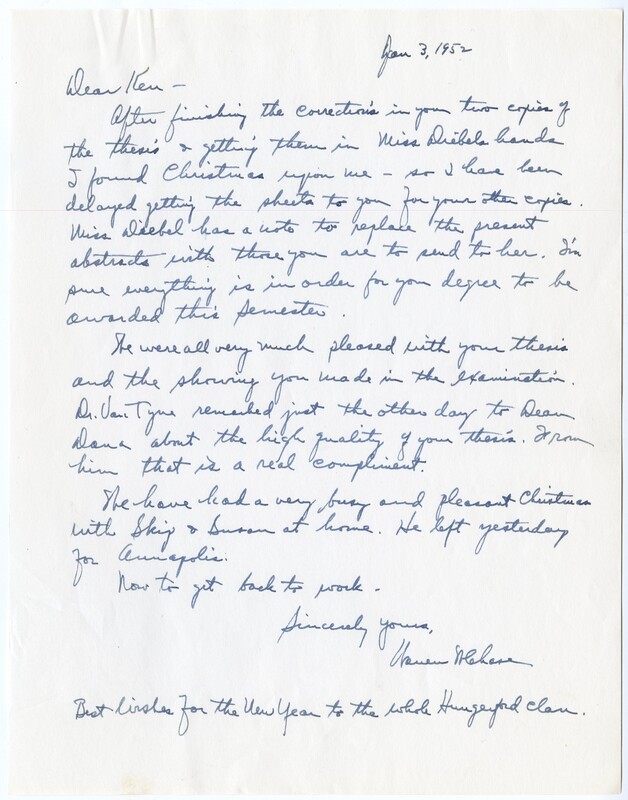 Letter to Kenneth Hungerford