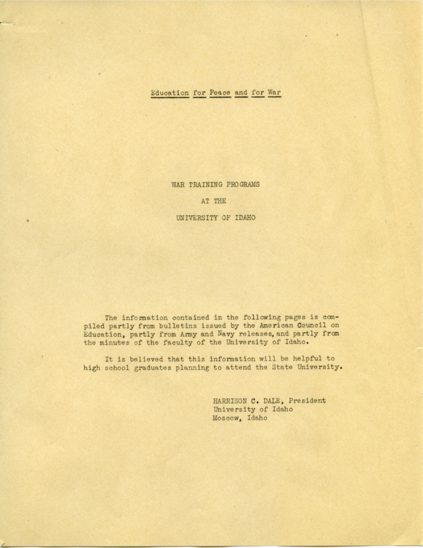 Education for Peace and for War