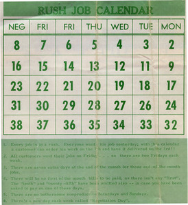 Rush Job Calendar