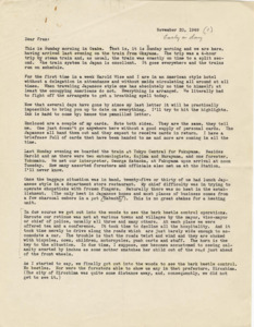 Typed Letter: Furniss arrives in Osaka, Japan