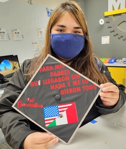 Image of Student decorated mortarboard made in the MILL