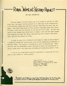 Rural Women's History Project [1]