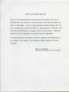 Memo to faculty and staff about volcanic ash