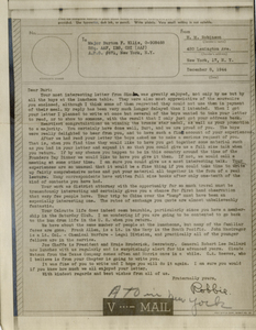 Image of V-mail from H.M. Robinson to Major Burton Ellis