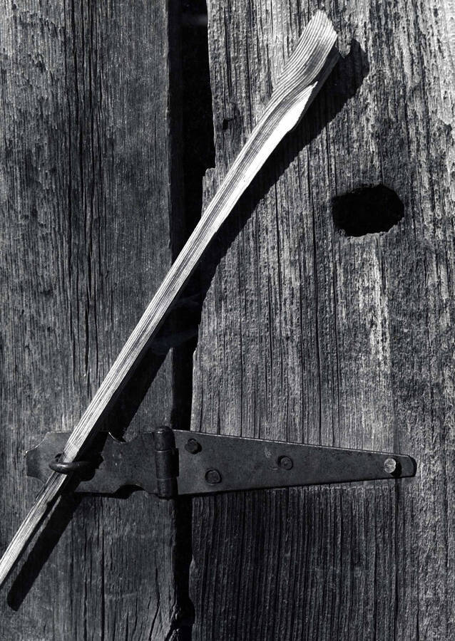 A wooden spike serves as a lock in this image that was entered into the Boise Camera Club competition and received a score of 24.