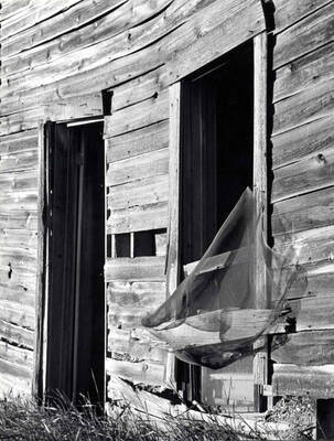 Sagging screen hanging off a window of an abandoned building received a score of 22 at the Boise Camera Club competition.