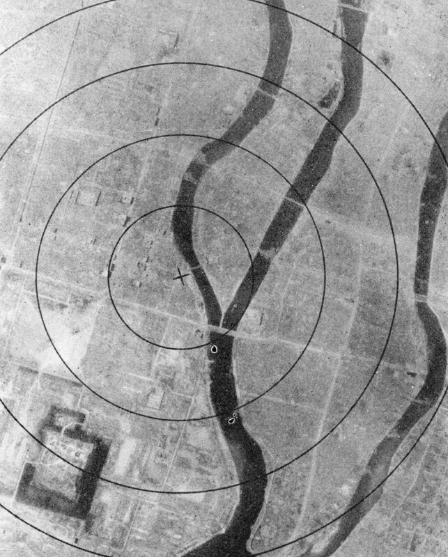 Aerial photograph of Hiroshima after the dropping of the atomic bomb.