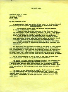Letter to Governor Clark addressing mis-represented facts in a Spokesman-Review article where the governor was interviewed.