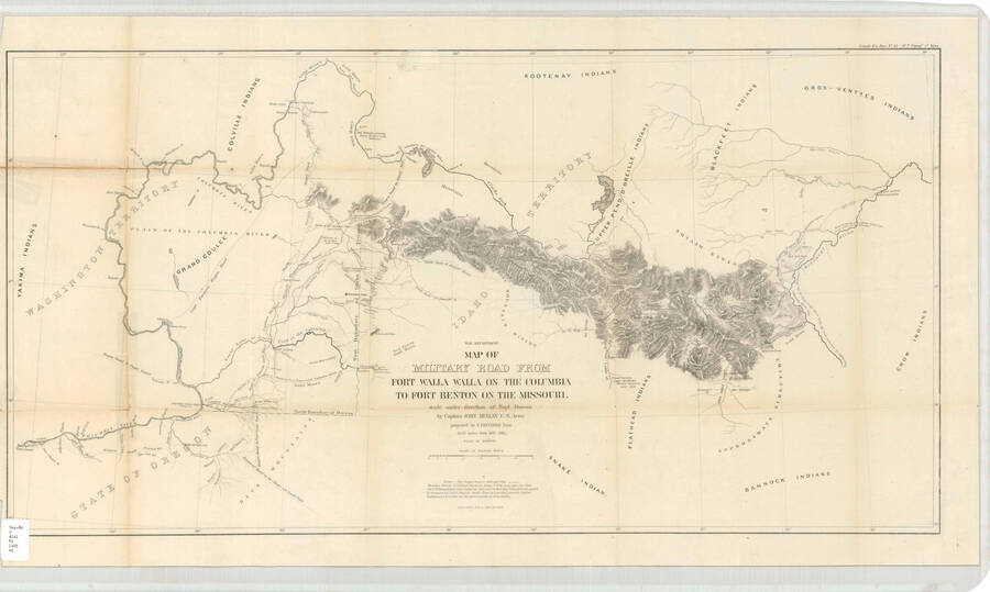 Made under direction of Topl. Bureau by Captain John Mullan, U.S. Army.  War Department.   Scale: 1:1,013,760. 1 in. to 16 miles.  Washington, D.C.