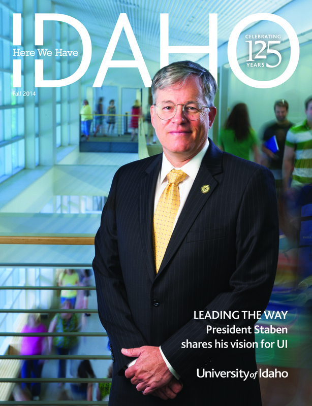 Articles: "Insects, Agriculture and Discovery"; "Destined to Lead: ASUI President Fisher"; "Leading the Way: UI President Staben"; "Dimensions of Diversity"; "The Leadership Playbook: Athletics"; "Decades of Vandal Decotion: Pitman Retires"