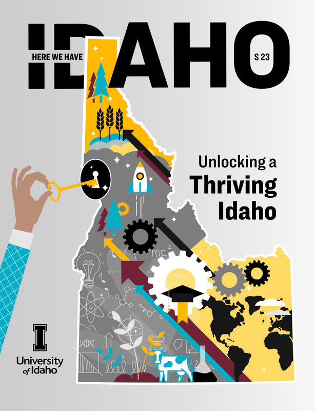 Articles: Our Changing Idaho; Into the Fire; Their Stories Speak for Themselves; Rare Earth; Soil Science; Meeting the demand; Loading a new Game; Vandal Strong; Title IX; Vandal Theory Podcast