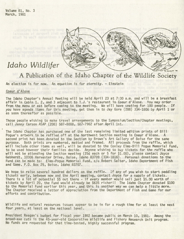 An Idaho Wildlifer publication on the ICTWS annual meeting, proceedings, senate committees, and subcommittees.