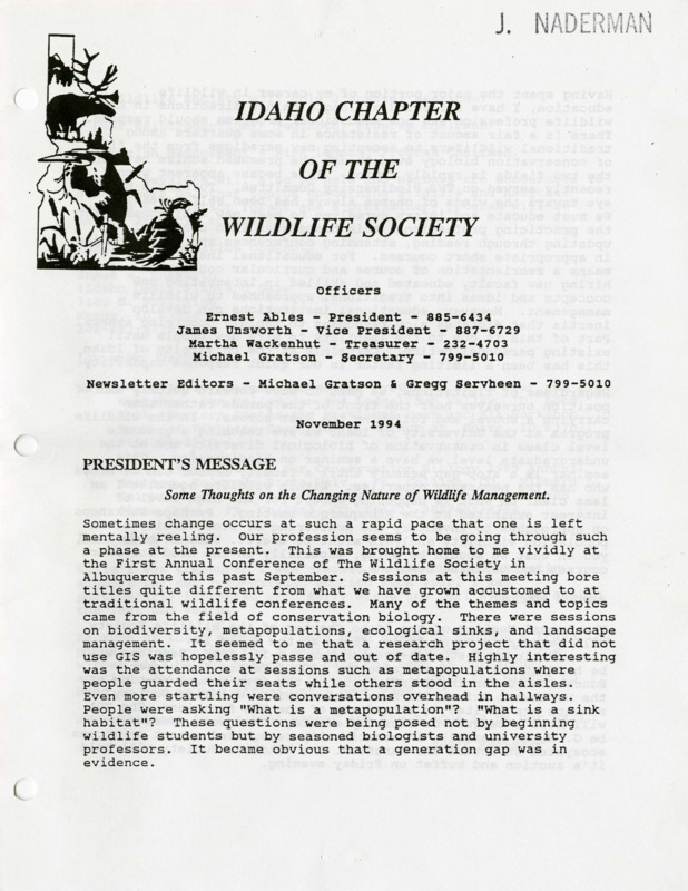 An ICTWS report on wildlife management and meetings.