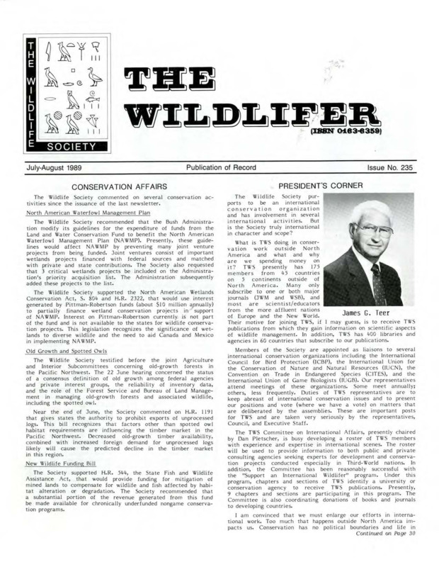 The Wildlifer publication including news, candidate information, meeting highlights, call for papers, available positions, and meetings of itnterest.