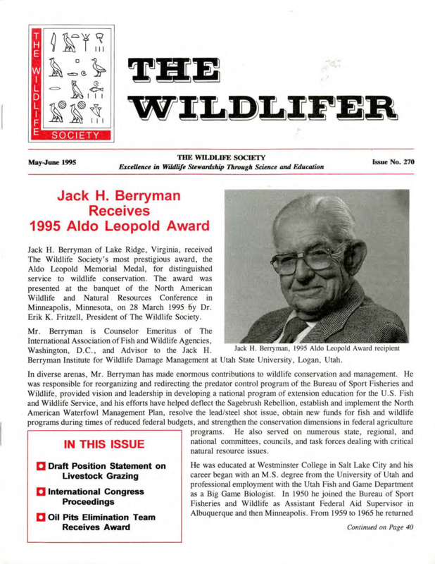 The Wildlifer Issue No. 270 including news, reports, meetings of interest, and available positions.