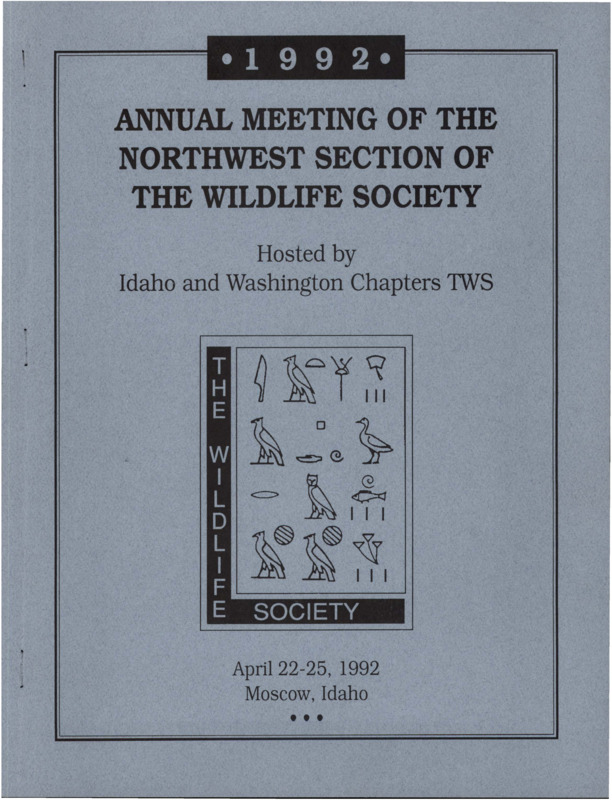 The April 1992 issue of the Northwest Section The Wildlife Society, and an additional, handwritten note.