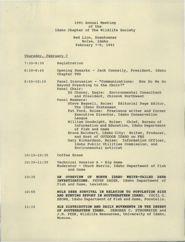 The agenda for the 1991 annual meeting.