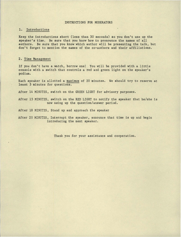 A document providing instructions for moderators.