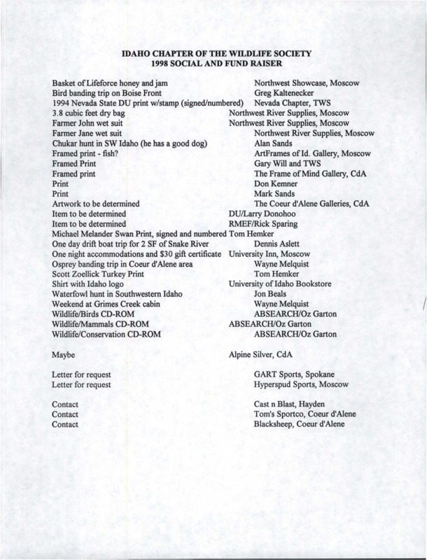 List of items, names, and organizations.