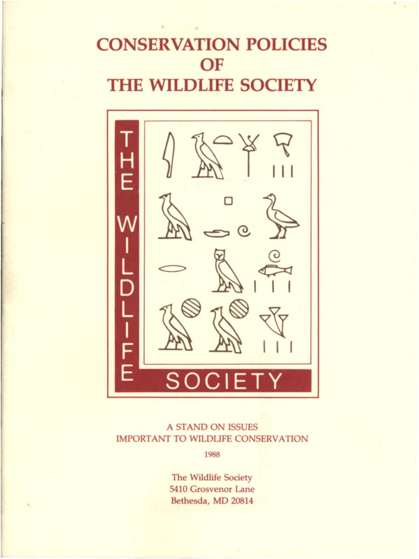 A document on the ICTWS' "A Stand on Issues Important to Wildlife Conservation." The document includes but is not limited to conservation, waterways, habitat, environment, and hunting.