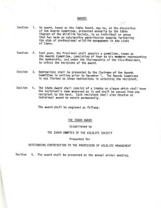 Information about the Idaho Award.